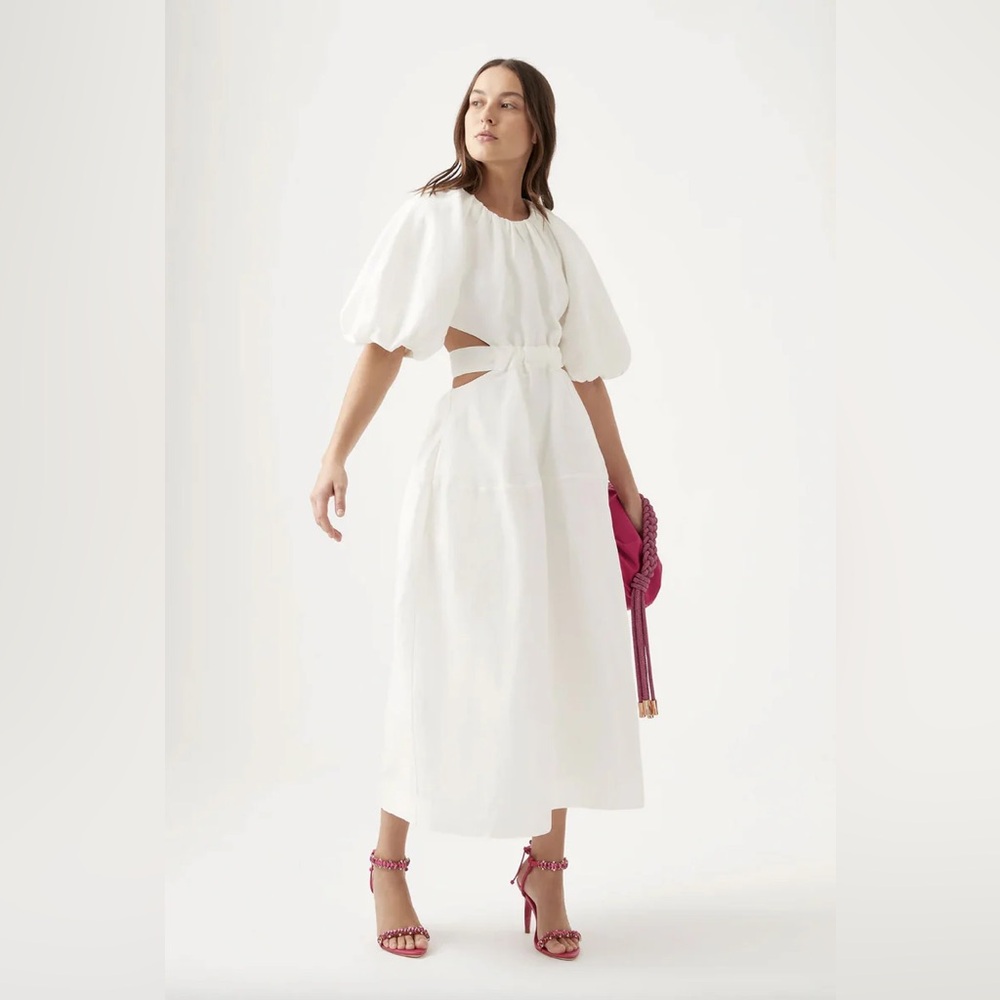 Aje Mimosa White Sleeve Summer Puff Dress 12